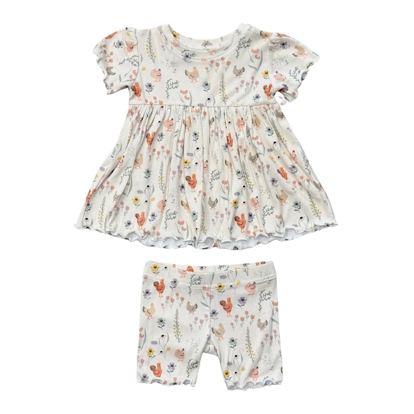 Baby Sprouts Floral Chickens Girls Babydoll Set