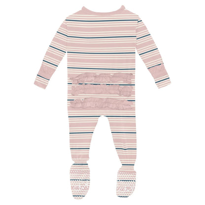 Kickee Flotsam Stripe Ruffle Footie