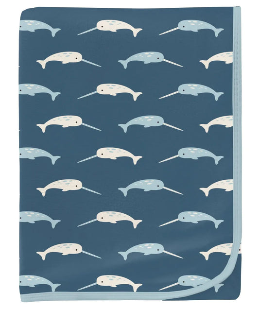 Kickee Deep Sea Narwhal Swaddling Blanket