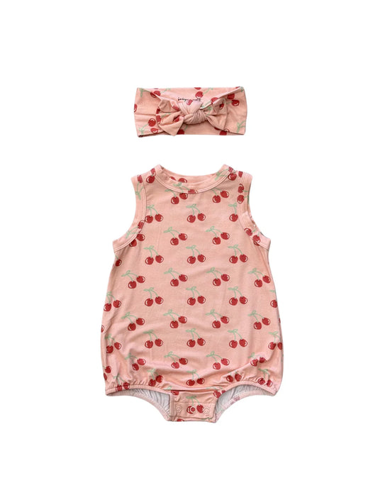 Baby Sprouts Cherries Bubble & Headband Set