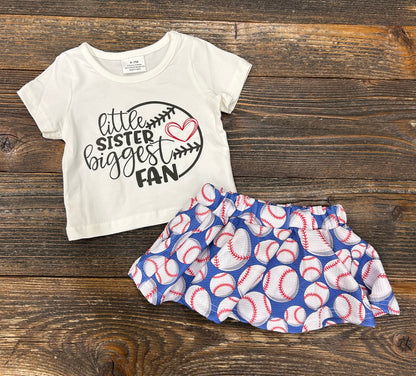 Little Sister Biggest Fan Skirt Set
