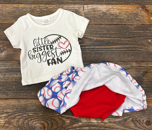 Little Sister Biggest Fan Skirt Set