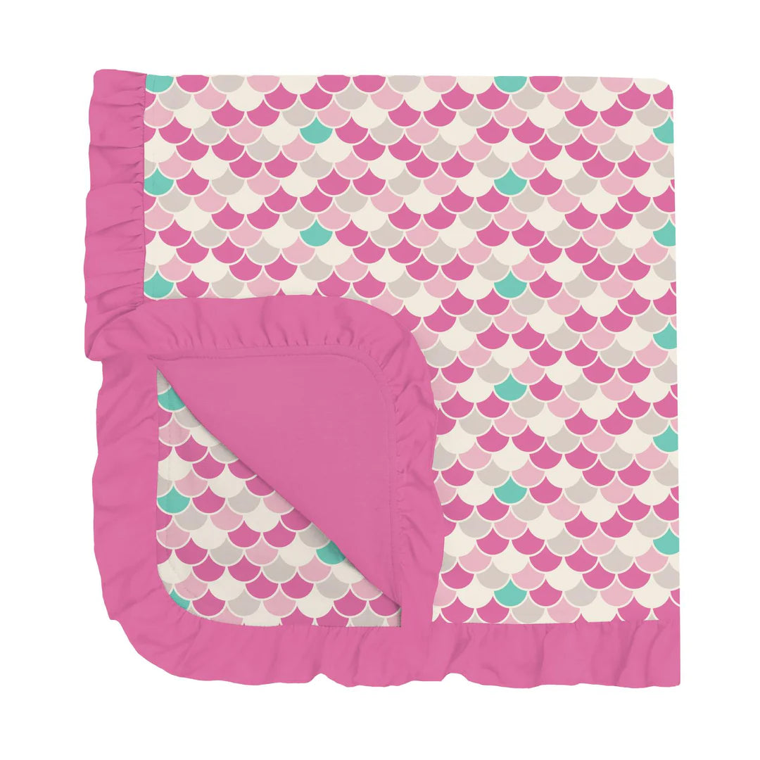 Kickee Tulip Scales Ruffle Stroller Blanket
