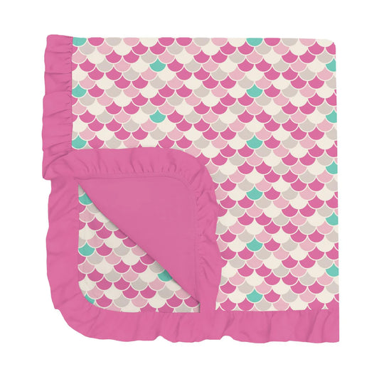 Kickee Tulip Scales Ruffle Stroller Blanket