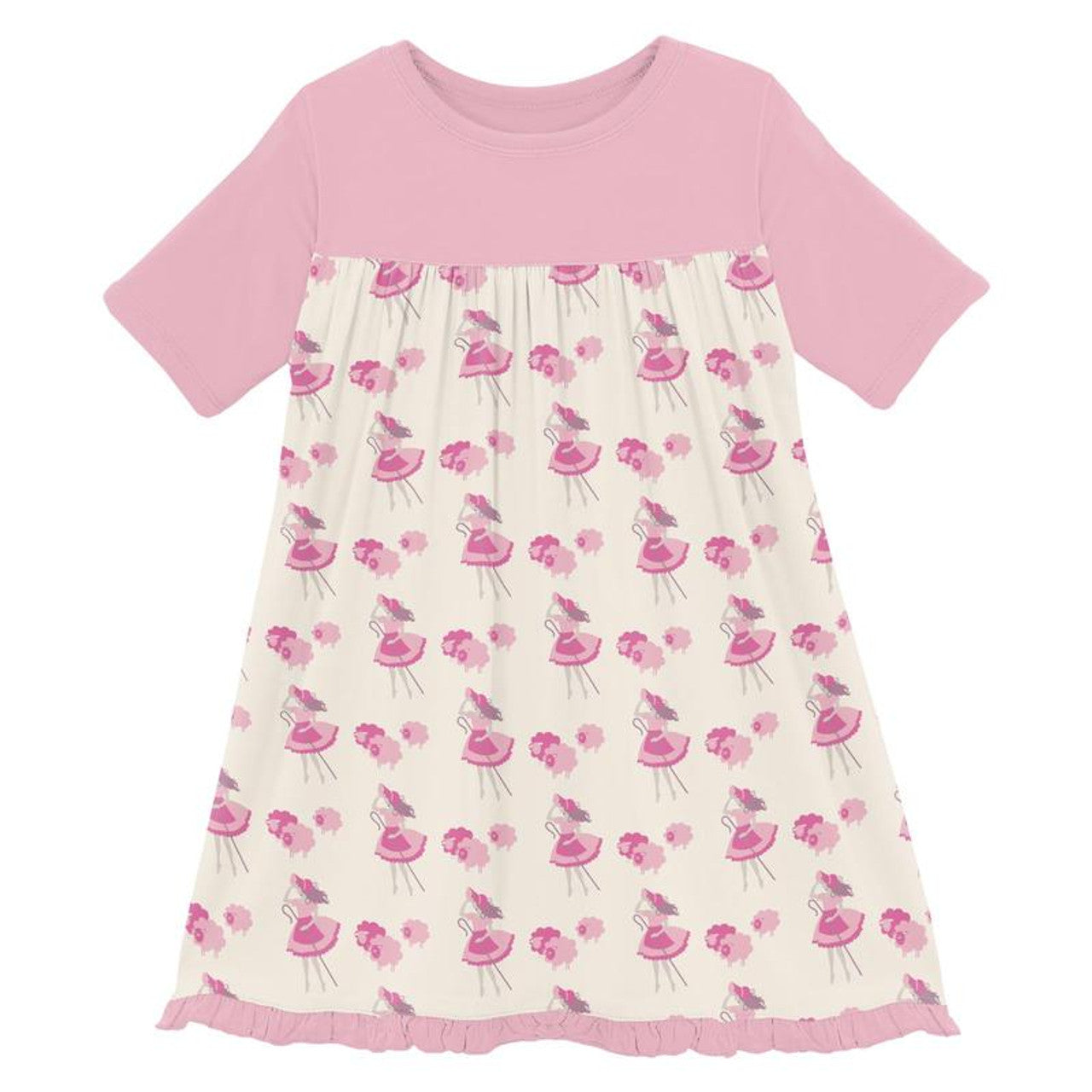 Kickee Natural Little Bo Peep Classic Short Sleeve Swing Dress