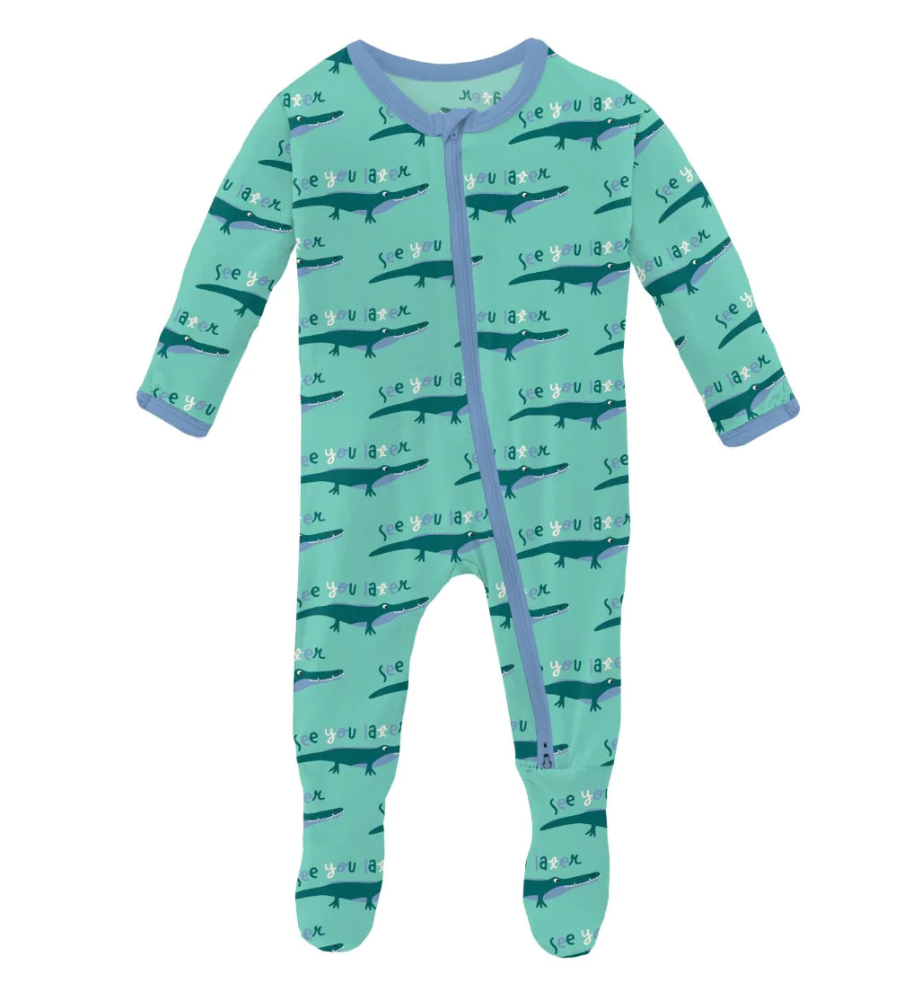 Kickee Glass Later Alligator Footie With 2 Way Zipper