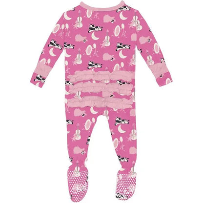 Kickee Tulip Hey Diddle Diddle Classic Ruffle Footie With 2 Way Zipper