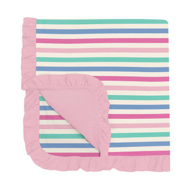 Kickee Skip To My Lou Stripe Stroller Blanket