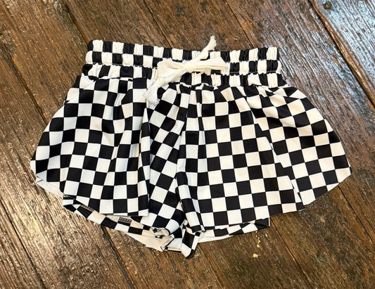 Black & White Checkered Butterfly Shorts