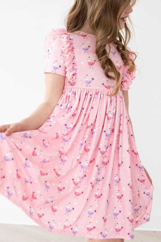 M&R Pink Chicks S/S Ruffle Twirl Dress