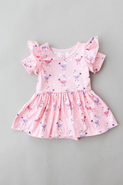 M&R Pink Chicks S/S Twirl Flutter Bodysuit