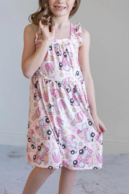 M&R Ice Dream Ruffle Cross Back Dress