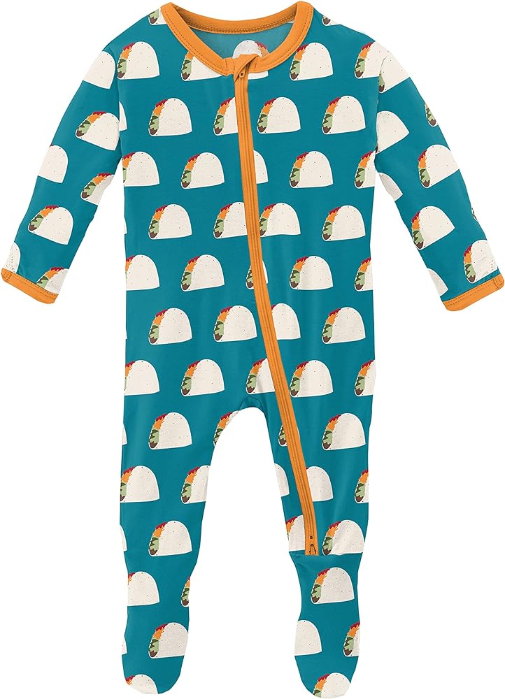 Kickee Seagrass Tacos Footie With 2 Way Zipper