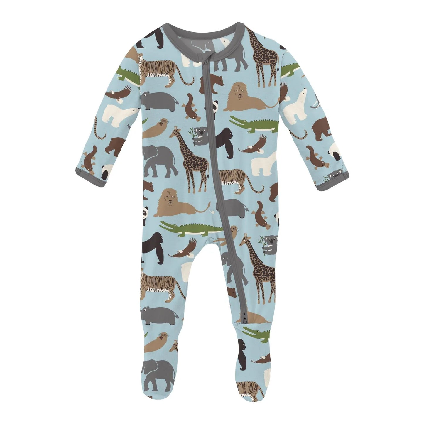 Kickee Spring Sky Footie With 2 Way Zipper