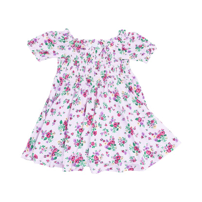 Angel Dear Preppy Roses Puff Sleeve Smocked Dress