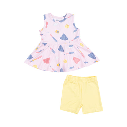 Angel Dear Softball Peplum Tank Top & Biker Shorts