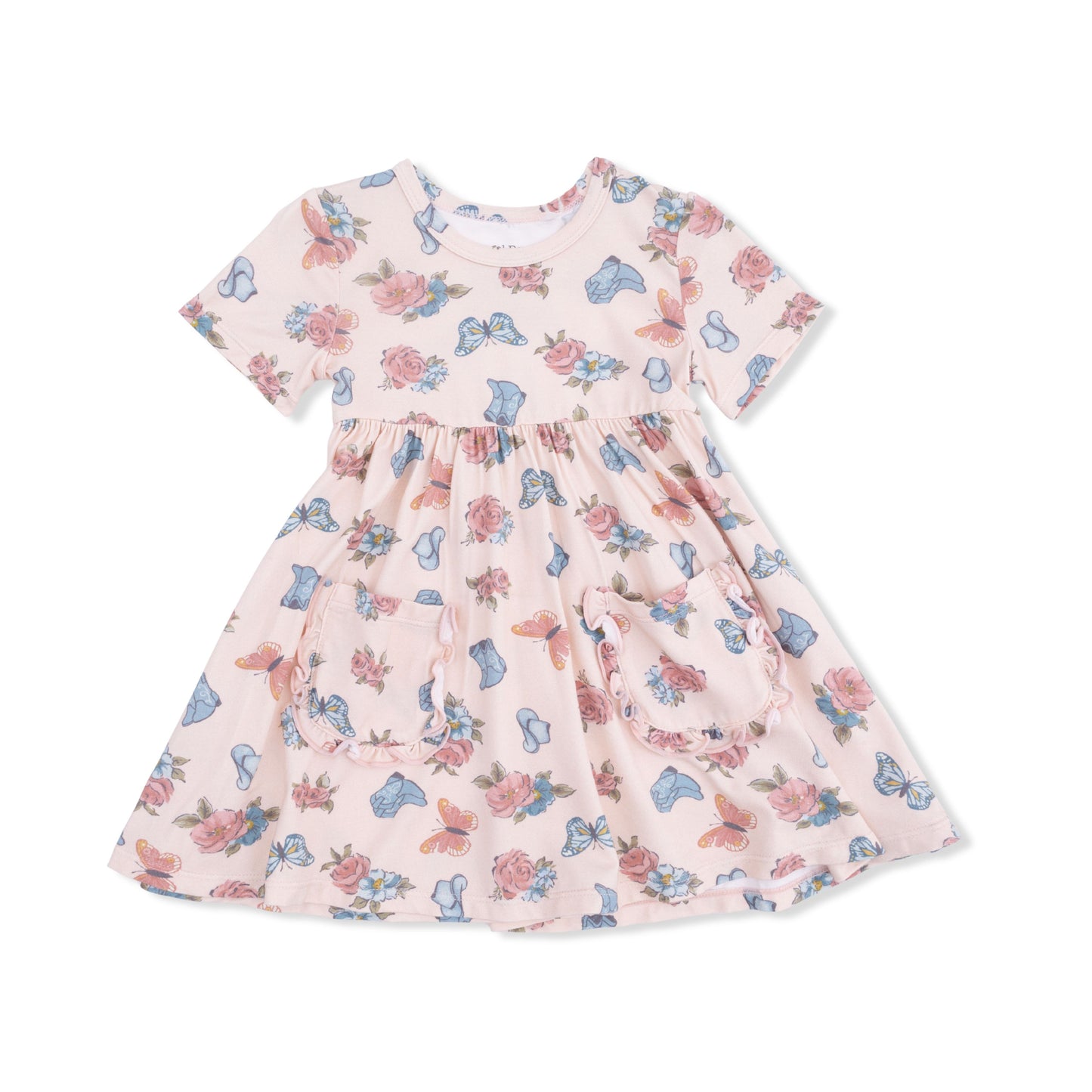 Angel Dear Country Girl Boots Twirly Dress with Pockets