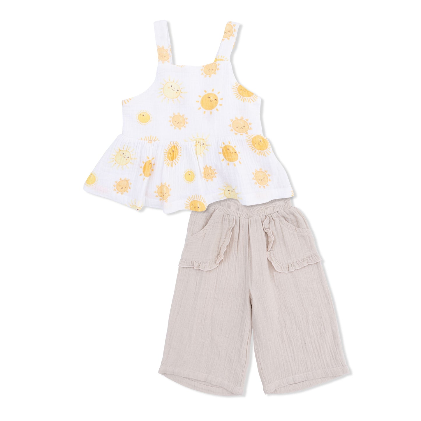 Angel Dear Happy Suns Peplum Tank with Wide Leg Pant