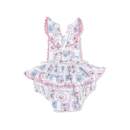 Angel Dear Julep’s Floral Patchwork Ric Rac Ruffle Sunsuit