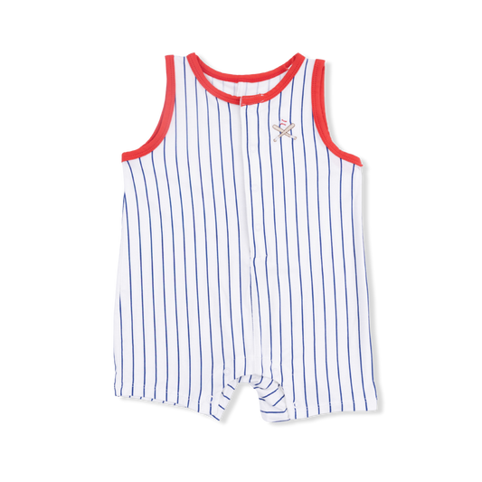 Angel Dear Baseball Stripe Sleeveless Shortie Romper