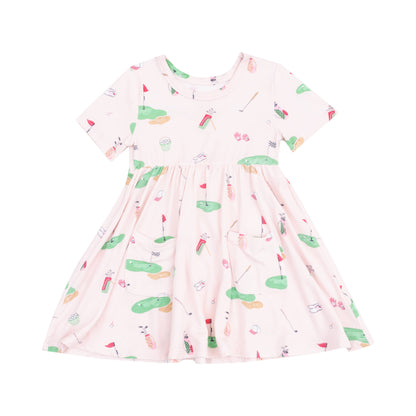 Angel Dear Golf Things Pink Short Sleeve Twirly Dress