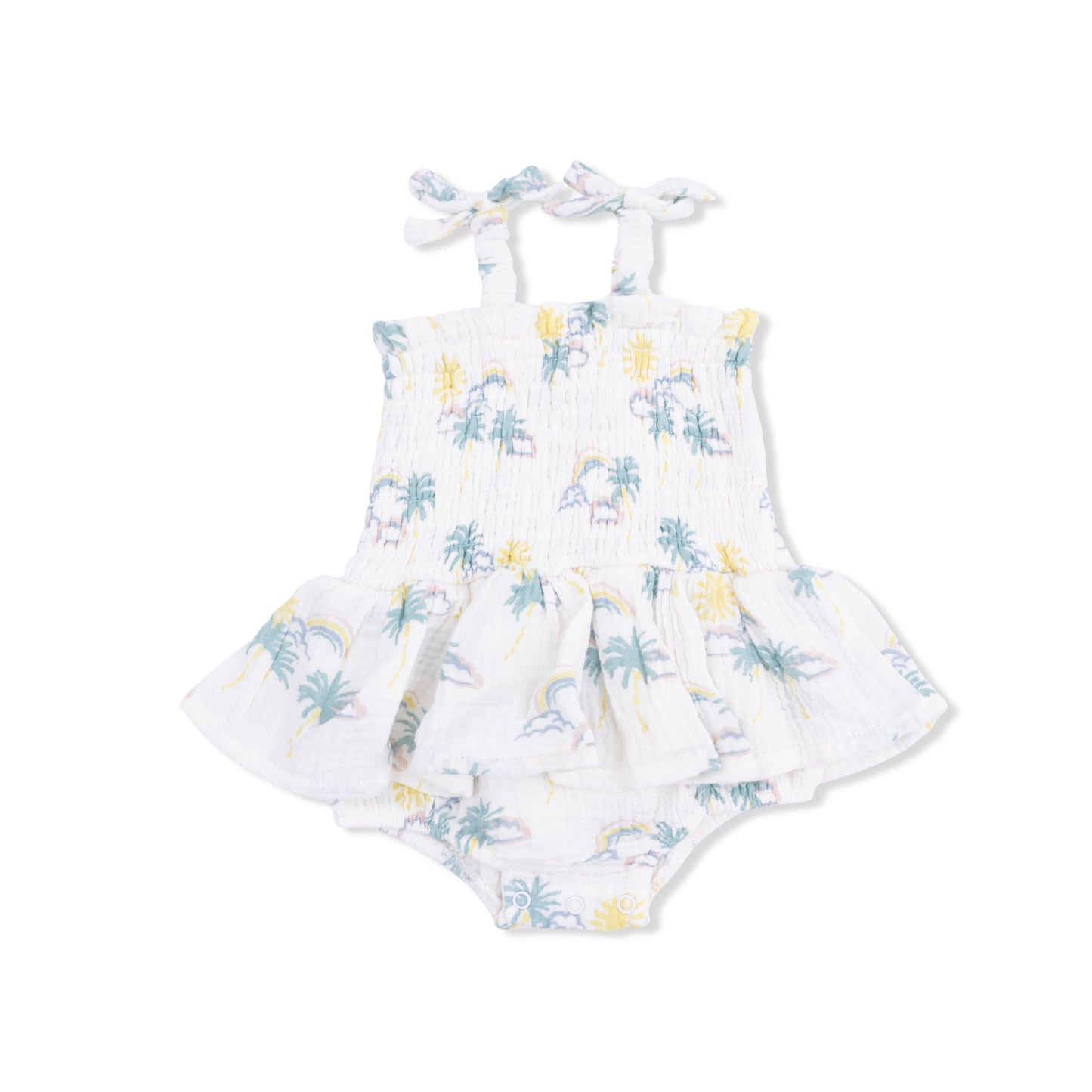 Angel Dear Palm Trees & Rainbows Smocked Bubble with Skirt