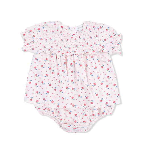 Angel Dear Joli Rosette Smocked Ruffle Bubble with Skirt
