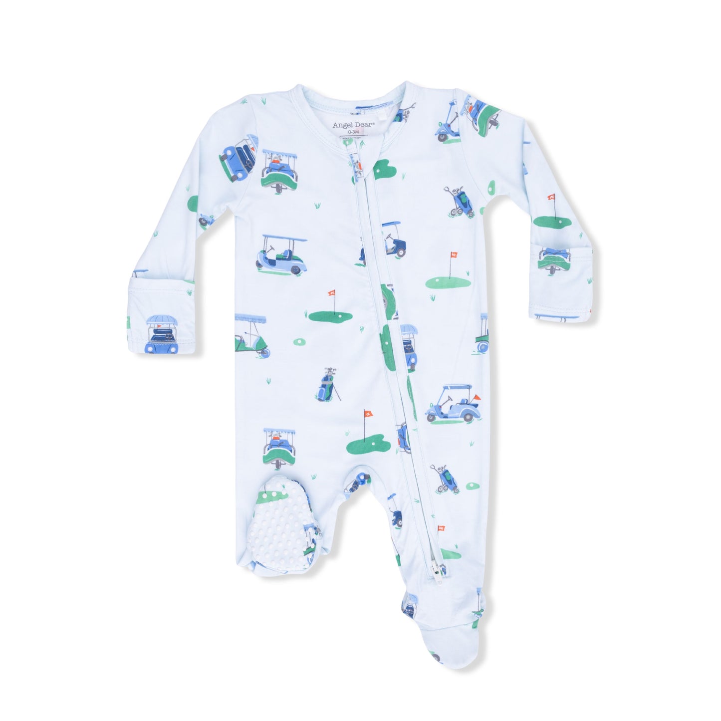 Angel Dear Vintage Golf Carts Blue 2 Way Zipper Footie