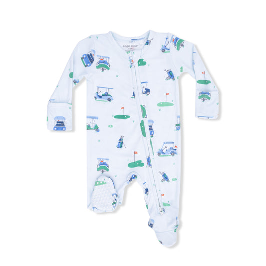 Angel Dear Vintage Golf Carts Blue 2 Way Zipper Footie