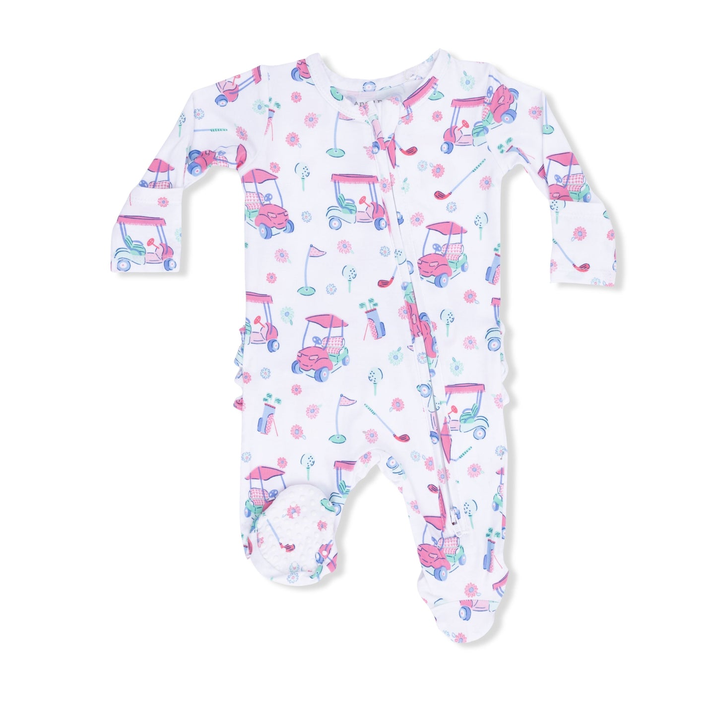 Angel Dear Golf Carts & Flowers 2 Way Ruffle Back Zipper Footie