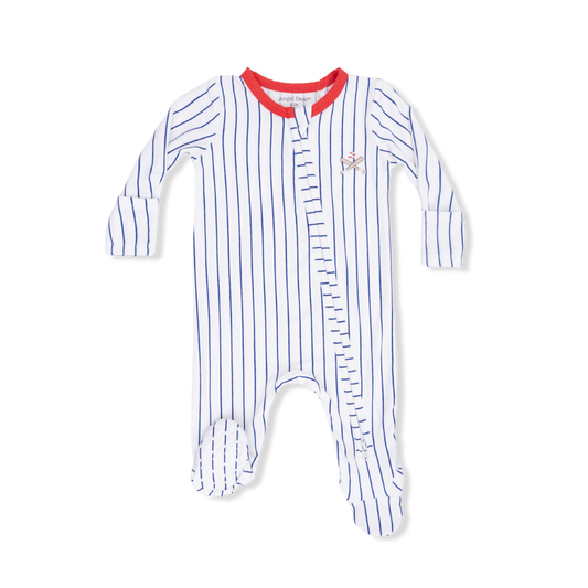 Angel Dear Baseball Stripe 2 Way Zipper Footie