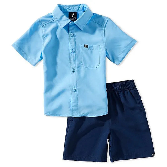 Under Armour Horizon Blue Fishing Button Up Short Set