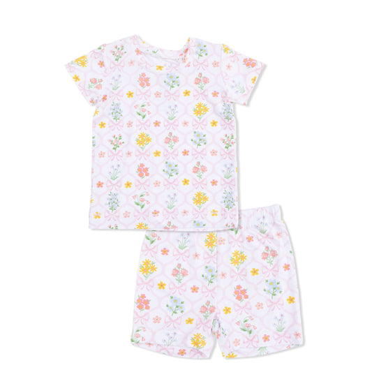 Angel Dear Spring Blooms Bow Trellis Loungewear Short Set