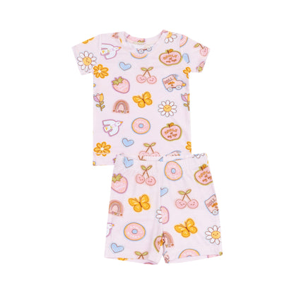 Angel Dear Groovy Vibes Stickers Pink Loungewear Short Set