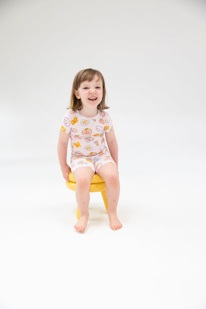 Angel Dear Groovy Vibes Stickers Pink Loungewear Short Set