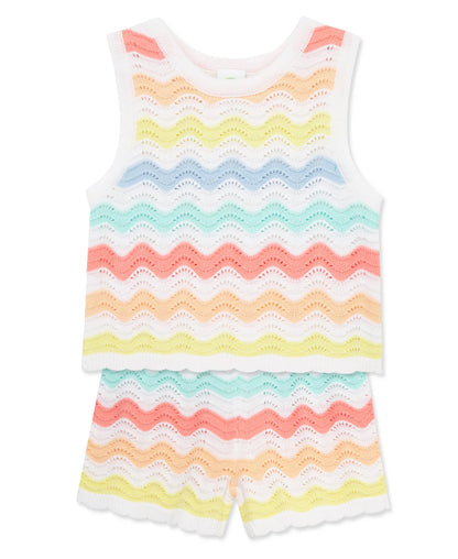 Little Me Rainbow Stripe Knit Tank Short Set