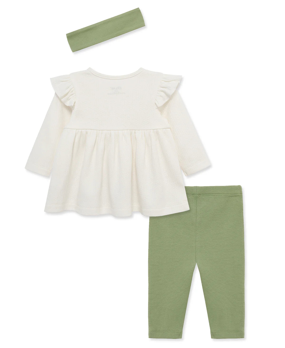 Little Me White & Green Floral Tunic & Legging Set