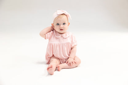 Angel Dear Mini Gingham Pink Classic Puff Sleeve Baby Doll Bubble