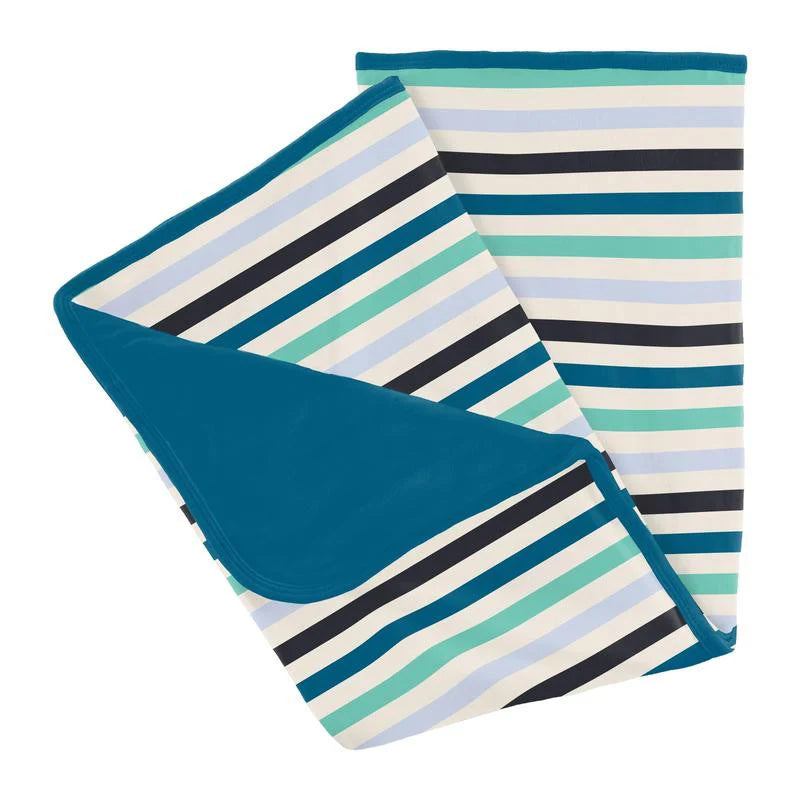 Kickee Little Boy Blue Stripe Stroller Blanket