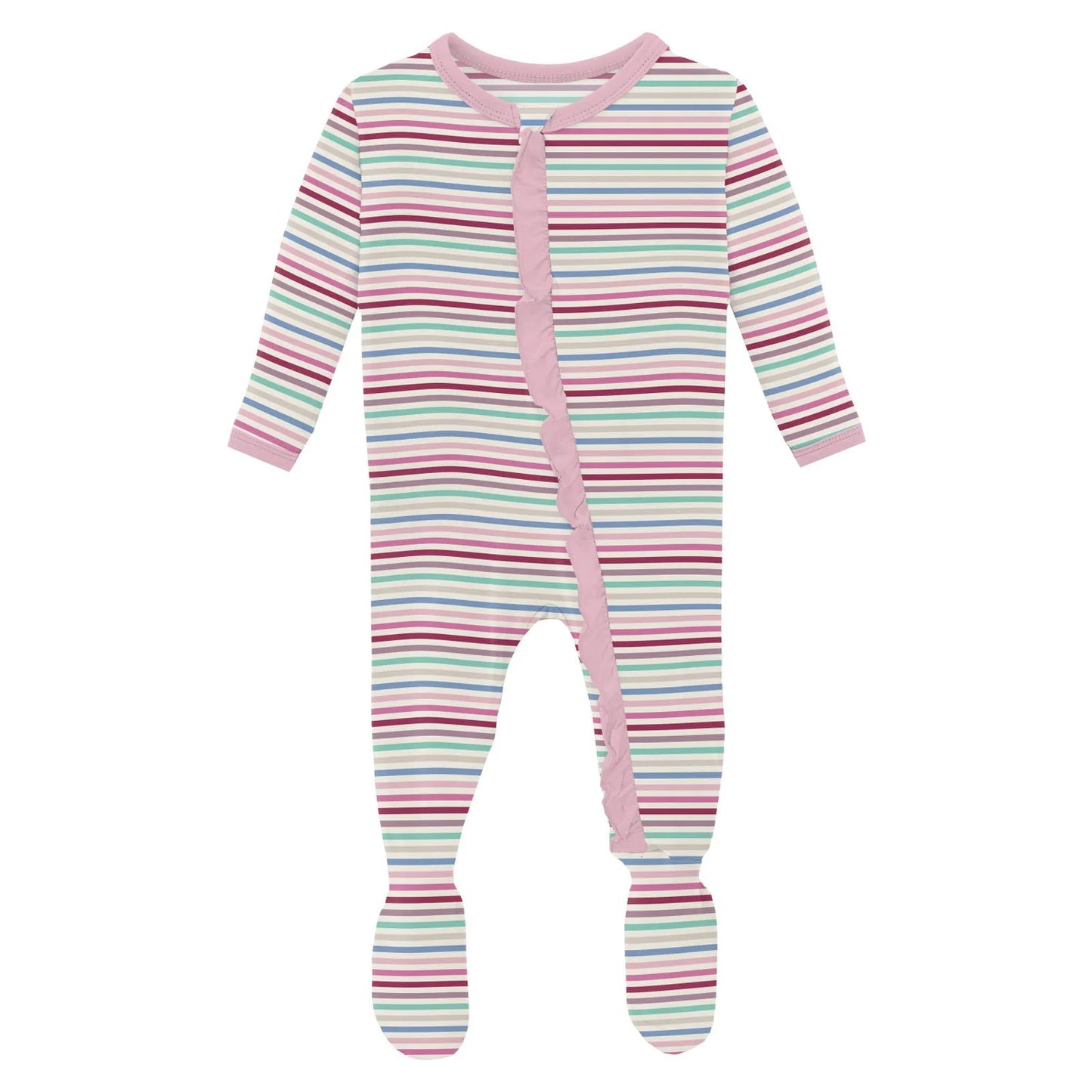 Kickee Make Believe Stripe Ruffle Footie