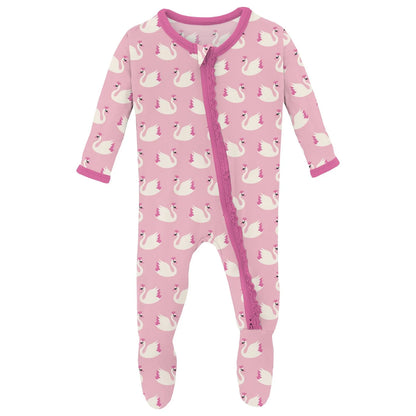 Kickee Cake Pop Swan Princess Ruffle Footie