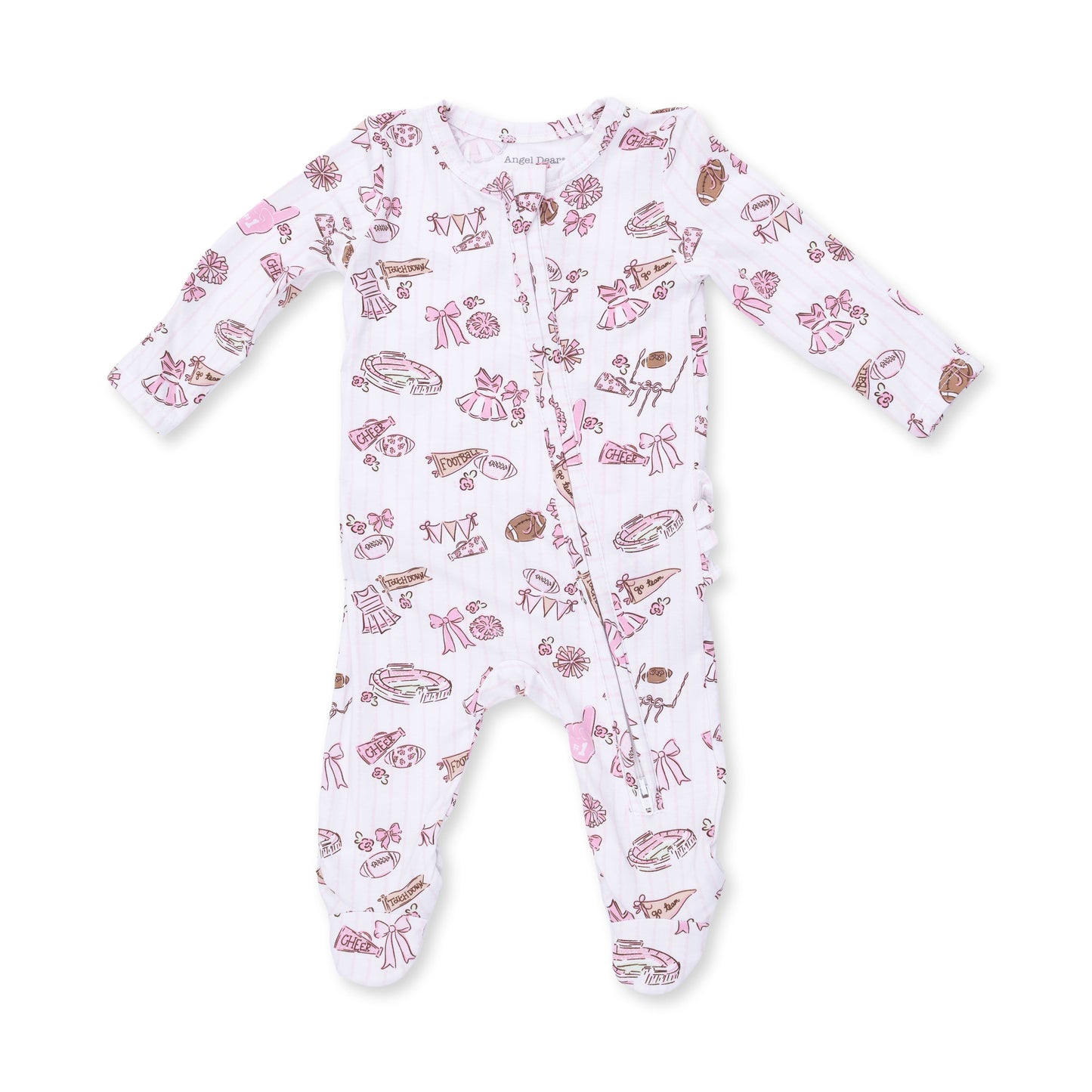 Angel Dear Football Cheer Nursery 2 Way Ruffle Back Zipper Footie