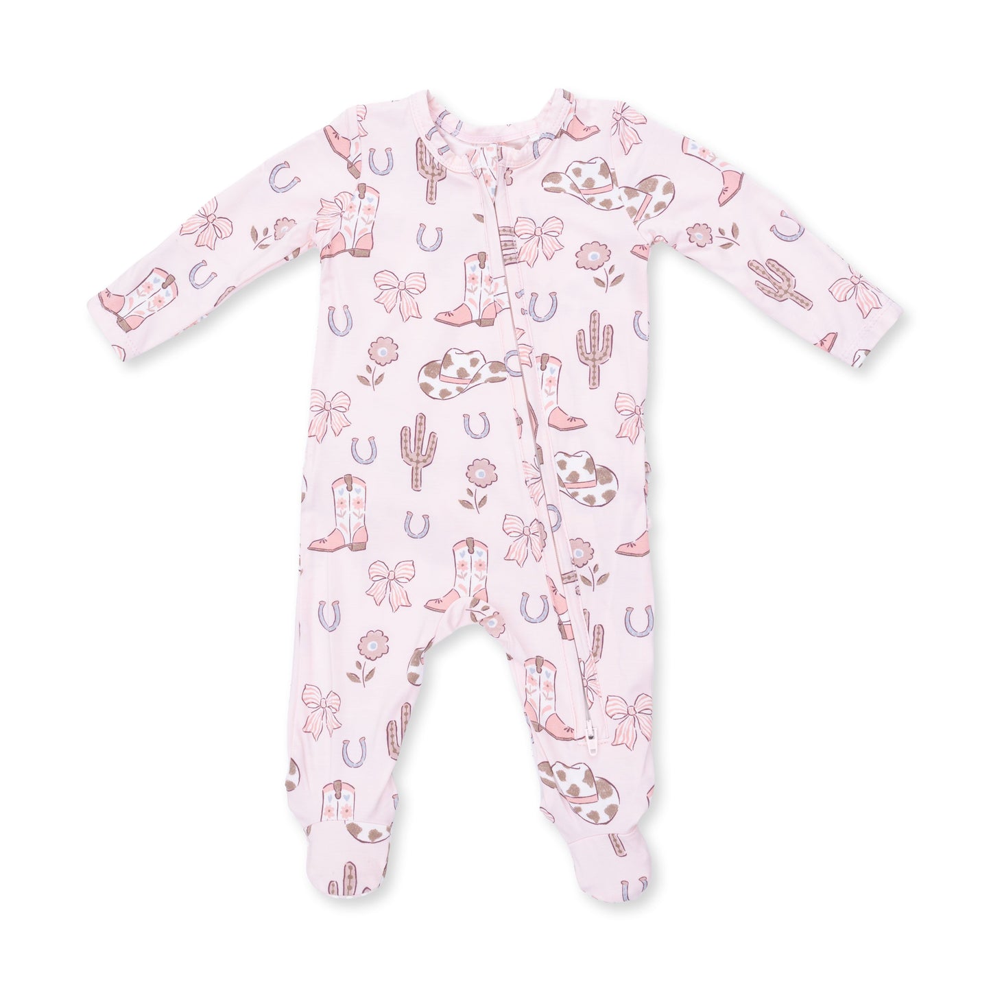Angel Dear Cowgirl Boots & Bows 2 Way Ruffle Back Zipper Footie