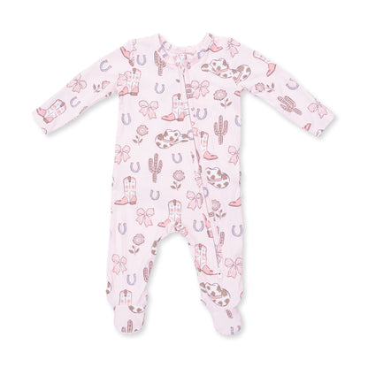 Angel Dear Cowgirl Boots & Bows 2 Way Ruffle Back Zipper Footie