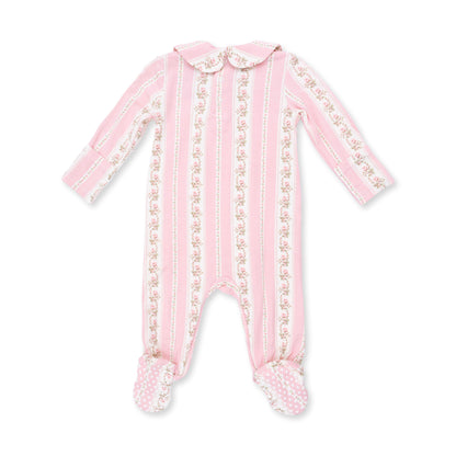 Angel Dear Antoinette Stripe Smocked Peter Pan Snap Footie