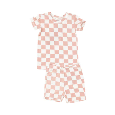 Angel Dear Pink Checkerboard Short Lounge Wear Set