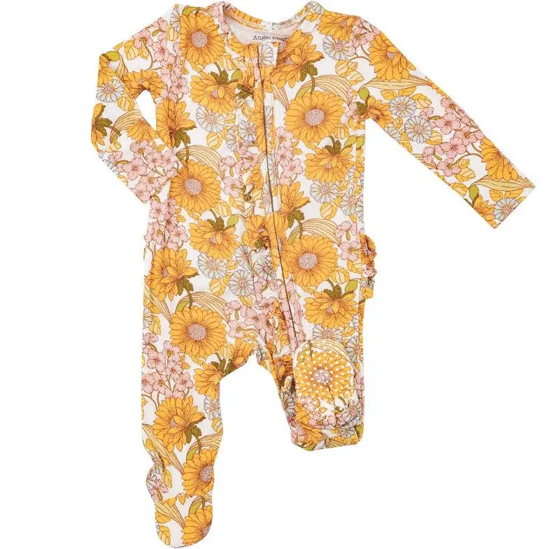 Angel Dear Sunflower Child 2 Way Ruffle Zipper Footie