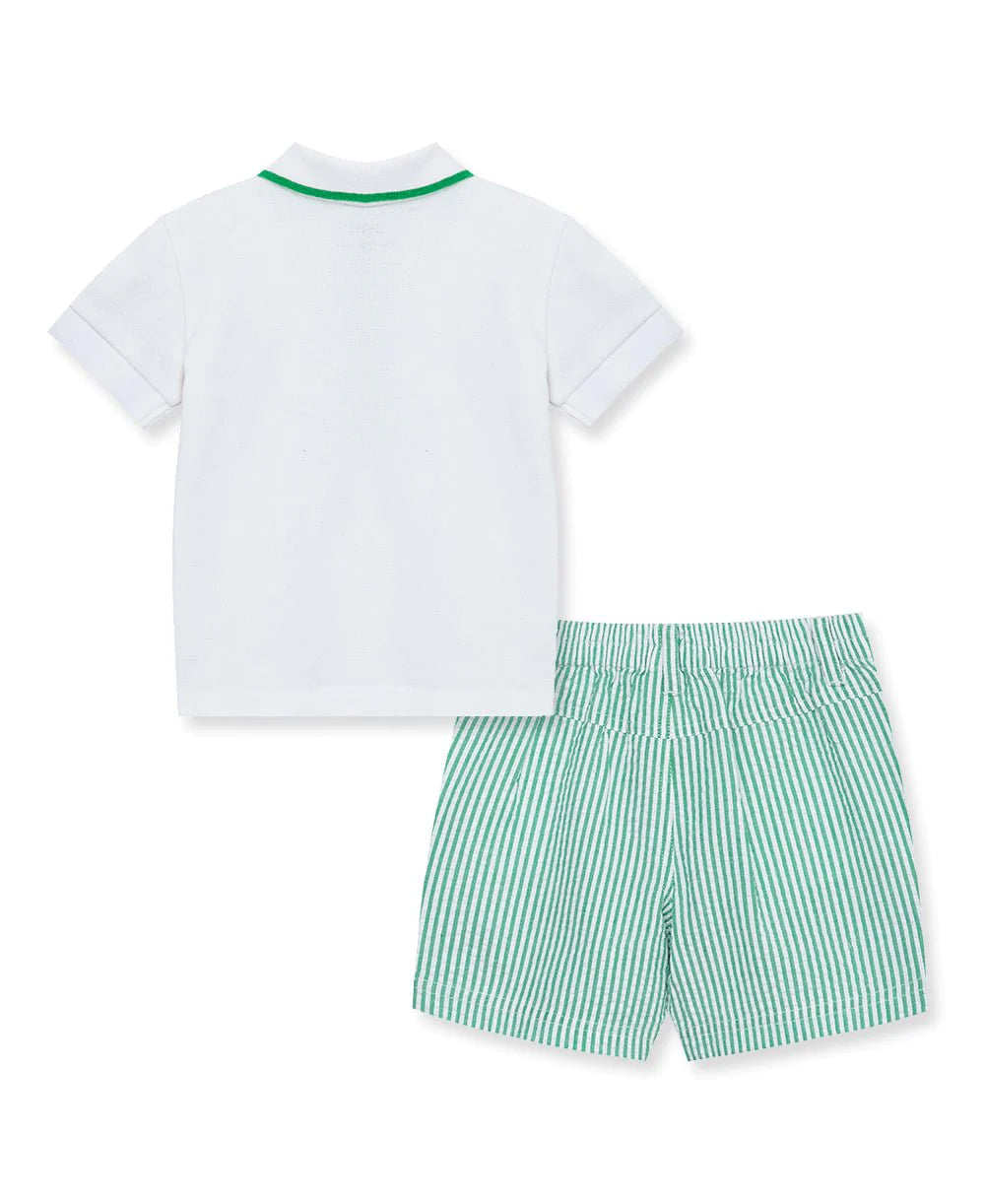Little Me Golf Green Stripe Short Set