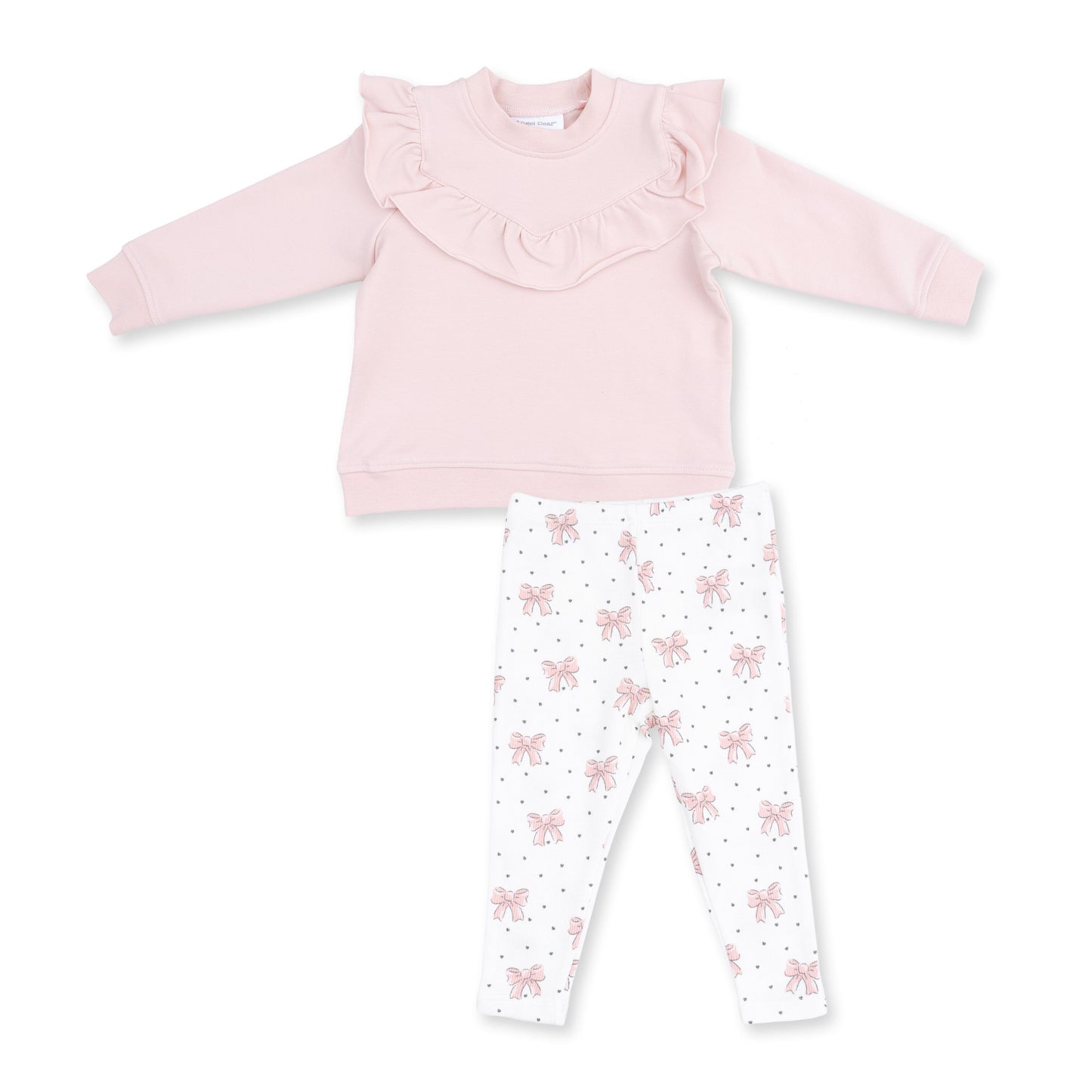 Angel Dear Veiled Pink Bows - V-Ruffle Sweatshirt & Legging Set