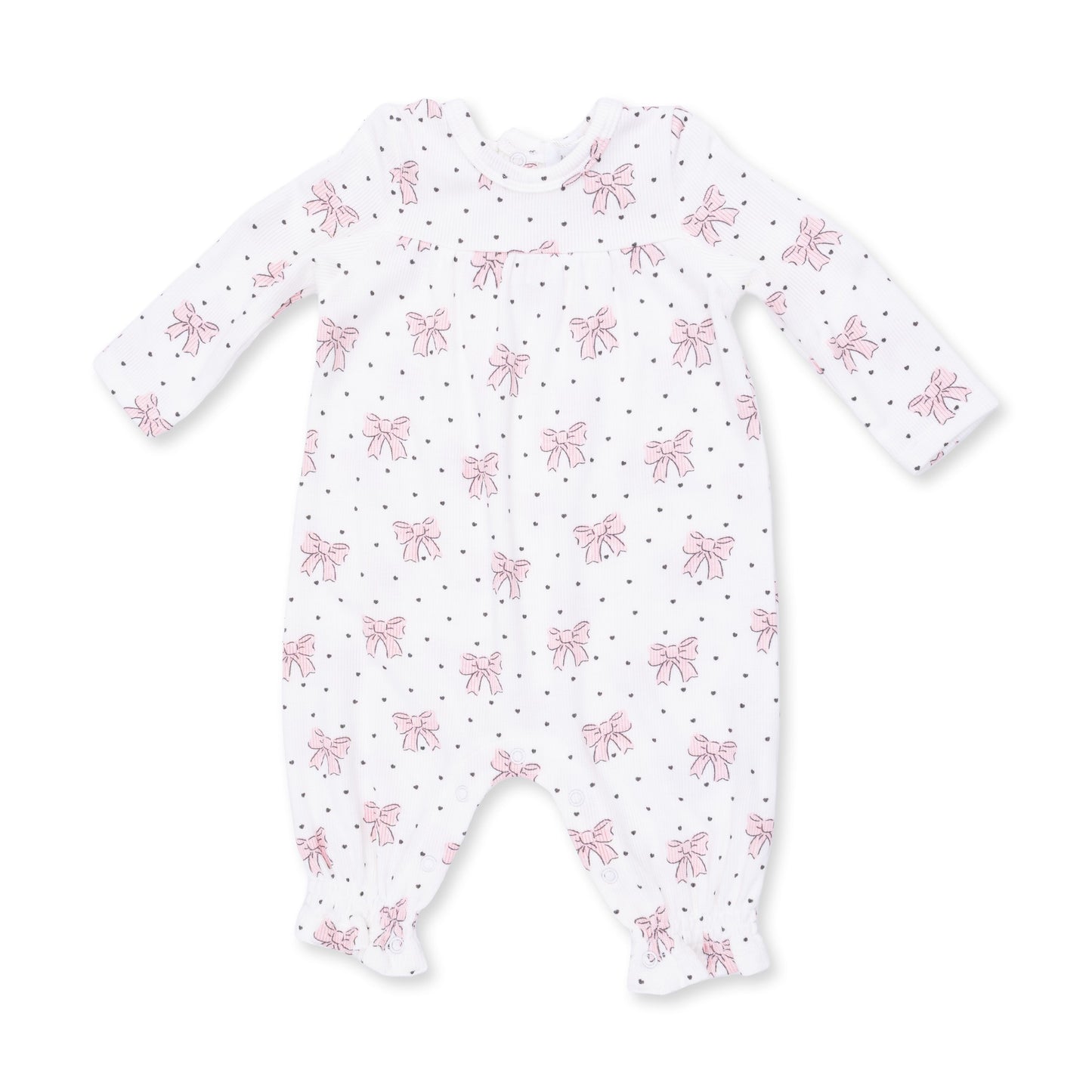 Angel Dear Bows and Hearts Cuffed Sleeve Romper
